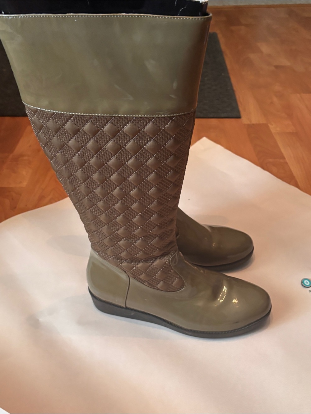 Cole Haan Nike Air Quilted Tali Wedge Rain Boots - Women's Size 7 - Olive Green - Picture 5 of 10